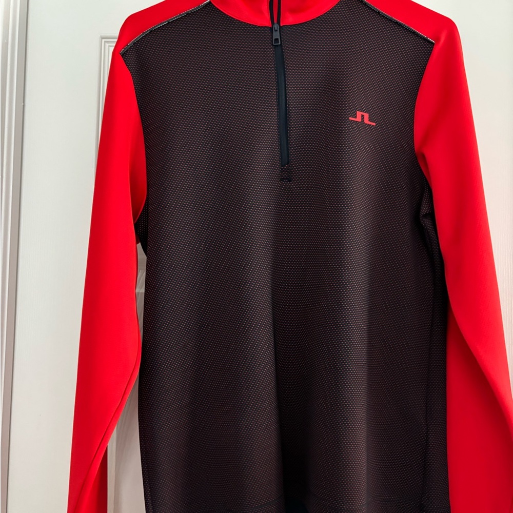 J.Lindeberg Red and Black Pullover quarter zip like new medium